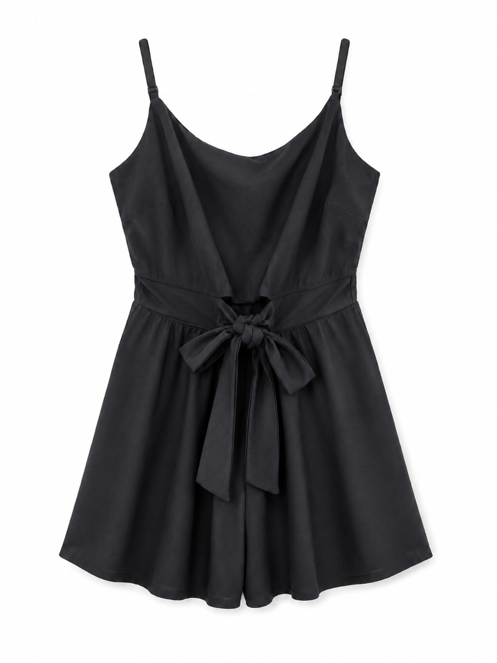 Fashion Nova Black Tie-Front Romper
